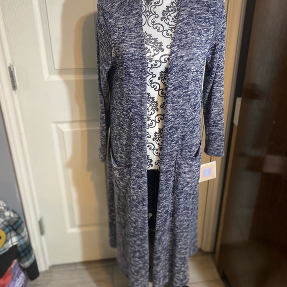 Size Large Navy/white Lularoe Cardigan/kimono style sweater - Picture 2 of 4